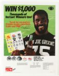 1981 Very Rare Mean Joe Greene Pittsburgh Steelers Coke Bottle Cap Promotional 18”x24” Poster