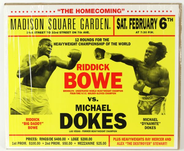 1993 (February 6th) Riddick Bowe vs. Michael Dokes Heavy Weight Championship 20”x24” On Site Poster