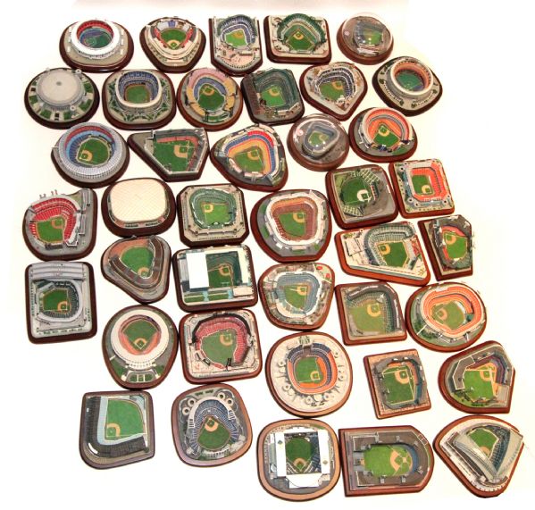 1990s (Lot of 65) Miniture Baseball Stadiums w/ Light Up Yankee Stadium.