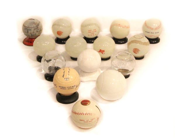 1960s Lot of 15 Baseball Tin, Glass & Plastic Banks