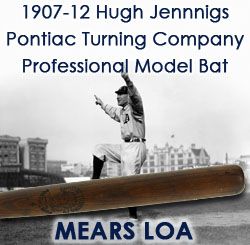 1907-12 Hugh Jennings Detroit Tigers Pontiac Turning Company Professional Style Bat – Plant later purchased by Louisville Slugger (MEARS LOA)