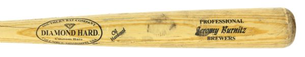 1996-2001 Jeromy Burnitz Milwaukee Brewers Diamond Hard Game Used Bat (MEARS LOA)