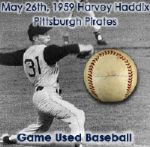 1959 (May 26th) Harvey Haddix Pittsburgh Pirates Perfect Game Used (ONL / Giles) Baseball (JSA / MEARS) – (Originally from the Collection of Dan Nero/AP Wire Photographer that attended the game) 