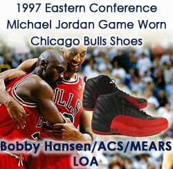 1997 (Eastern Conference Finals, Game 3 or 4) Michael Jordan Chicago Bulls Game Worn Nike Shoes (Teammate Bobby Hansen LOA / American Cancer Society Receipt)