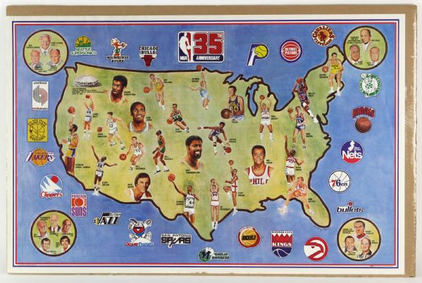1980 NBA 35th Anniversary Sports Calendar Inc. 24”x36” Poster