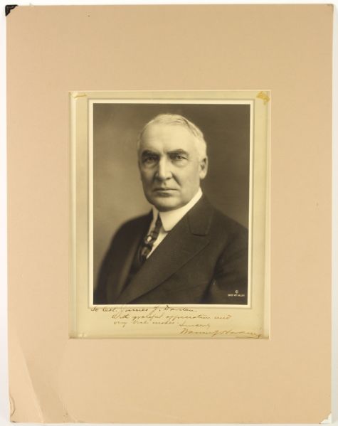 1921-23 Warren Harding 29th President of the United States Baker Art Gallery 11”x14” Sepia Photo w/ Original Mat (JSA)