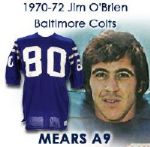 1970-72 Jim O’Brien Baltimore Colts Game Worn Home Jersey (Super Bowl Era) MEARS A9