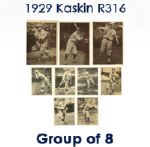 1929 Kaskin R316 (6) Lloyd Waner Perce Malone Bill Terry Frank Frisch Fred Lucas Riggs Stephenson & Babe Ruth Jimmy Foxx Mickey Cochrane (Large 5x7)Lot of 8