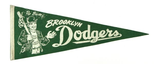 1955-57 circa Brooklyn Dodgers “da bums” 29” Pennant