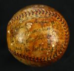 1928 New York Yankees OAL Ban Johnson Team Signed Baseball – 27 signatures including Babe Ruth, Lou Gehrig, Tony Lazzeri, Waite Hoyt, Leo Durocher, and Miller Huggins (PSA/DNA Full Letter)