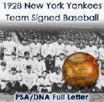1928 New York Yankees OAL Ban Johnson Team Signed Baseball – 27 signatures including Babe Ruth, Lou Gehrig, Tony Lazzeri, Waite Hoyt, Leo Durocher, and Miller Huggins (PSA/DNA Full Letter)
