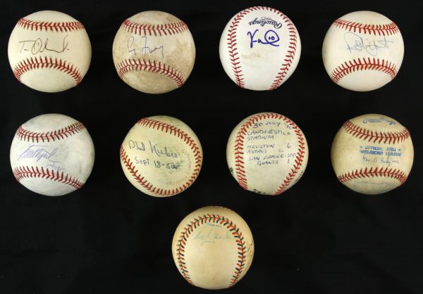 1990-Present Autographed Game Used Baseball Collection Greg Maddux GU, Robin Yount Signed, & More(Lot of 9) (JSA)