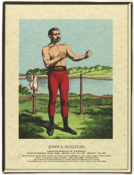 1950s Antique Bourbon John L. Sullivan 9”x12” Advertising Store Display Sign