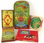 Vintage 1950s-60s Baseball Games - Peg Baseball, Pinball, Poosh-M-Up, Push Button Baseball (Lot of 6)