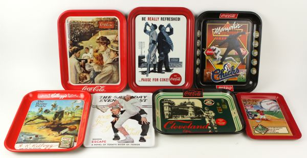 1980-Present Baseball Memoribilia Lot - Metal Trays, Collectors Plaques, Photo-Displays