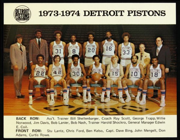 1973-74 Detroit Piston 5”x7” Color Team Issue Photo – Heavy Stock