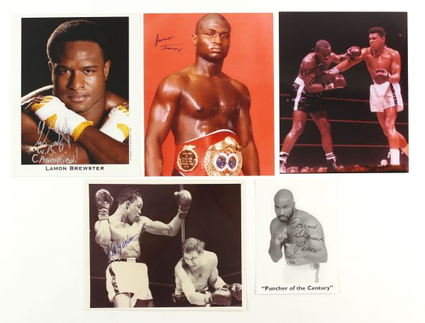 1980s-2000s Boxing Signed Photo Collection - Lot of 5 w/ Kid Gavilan, Ernie Shavers, Lamon Brewster, James Toney & Doug Jones (JSA)