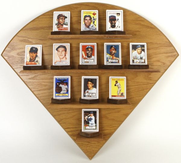 1990 Baseballs Dream Team Limited Edition Hamilton Collection Ceramic Card Collection - Lot of 12 Including Mantle, Mays, Clemente, Paige & More w/ Display Board