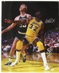 1980s Magic Johnson Los Angeles Lakers Signed 16" x 20" Photo w/ Larry Bird *JSA*