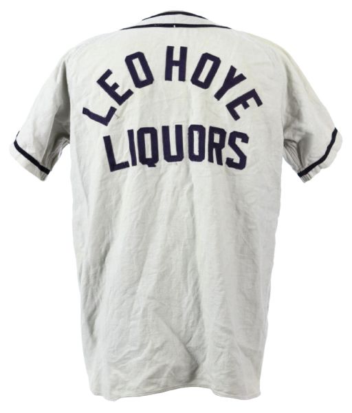 1940s-50s Leo Hoye Liquors Game Worn Flannel Baseball Jersey