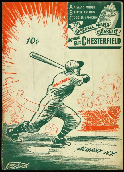 1947 Albany Senators Hartford Chiefs Eastern League Program and Scorecard (Unscored)
