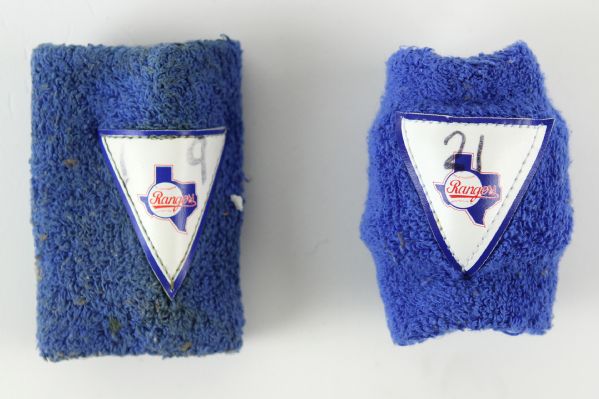 1991 Ruben Sierra Texas Rangers Game Used Wristbands (MEARS LOA)