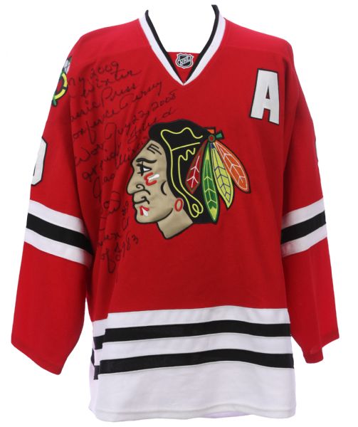 2008 (July 22) Bobby Hull Chicago Blackhawks Signed Winter Classic Press Conference Jersey (MEARS LOA/JSA)