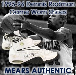 1995-96 circa Denis Rodman Chicago Bulls Signed Game Worn Nike Air Shake NDestrukt Sneakers (MEARS LOA)