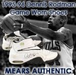 1995-96 circa Denis Rodman Chicago Bulls Signed Game Worn Nike Air Shake NDestrukt Sneakers (MEARS LOA)
