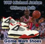 1989 Exceptional Michael Jordan Chicago Bulls Signed Game Worn Air Jordan IV Game Worn Shoes (MEARS LOA & PSA/DNA Full Letter)