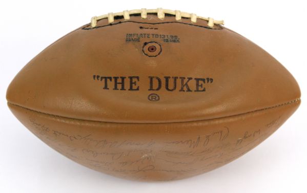 1966 Green Bay Packers "Super Worlds Champs" Facsimile Stamped Team Signature Football 