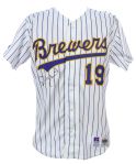 1993 Robin Yount Milwaukee Brewers Signed Home Jersey (MEARS LOA/JSA)