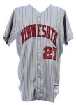 2003 Justin Morneau Minnesota Twins Game Worn Road Jersey (MEARS LOA) Rookie Season