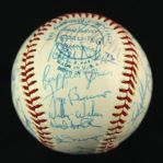 1976 Kansas City Royals Team Signed OAL MacPhail Baseball w/ 36 Signatures Including George Brett, Whitey Herzog & More (MEARS LOA)