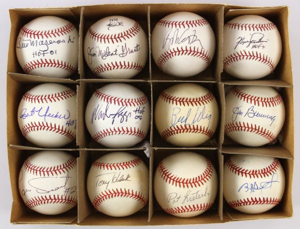 1984-2000s Hall of Fame All Star Award Winner Signed Baseball Collection - Lot of 12 w/ Bud Selig, Bob Uecker & More (MEARS LOA)
