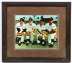 1980s Clete Boyer Tony Kubek Bobby Richardson Joe Pepitone New York Yankees Signed 14 "x 16" Framed Photo (JSA)