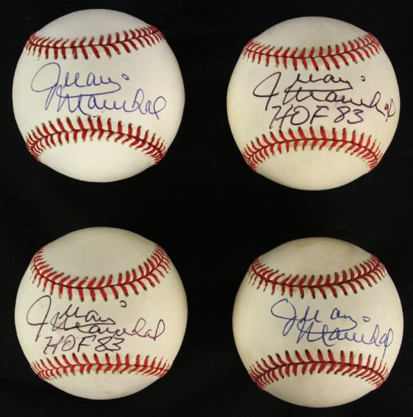 1984-2000 Juan Marichal San Francisco Giants Single Signed Baseball Collection - Lot of 4 (MEARS LOA)