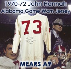 1970-72 John Hannah Alabama Crimson Tide Signed Game Worn Football Jersey (MEARS A8 / JSA)