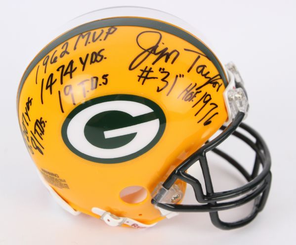 2000s Jim Taylor Green Bay Packers Signed & Inscribed Mini Helmet (JSA)