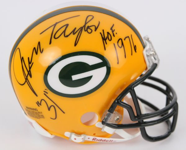 2000s Jim Taylor Green Bay Packers Signed & Inscribed Mini Helmet (JSA)
