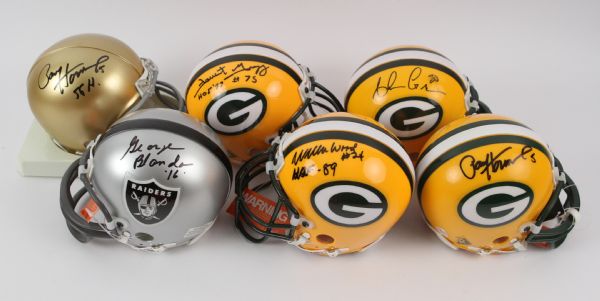 2000s Paul Hornung Forrest Gregg Willie Wood George Blanda Ahman Green Signed Mini Helmet Collection - Lot of 6 (JSA)