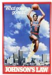 1977-84 Marques Johnson Milwaukee Bucks 23" x 33" Framed "What Goes Up Goes In Johnsons Law" Adidas Poster 