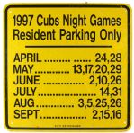 1997-2007 Chicago Cubs Wrigley Field Night Game Resident Parking 30" x 30" Street Signs - Lot of 2 