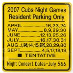 1997-2007 Chicago Cubs Wrigley Field Night Game Resident Parking 30 x 30 Street Signs - Lot of 2 