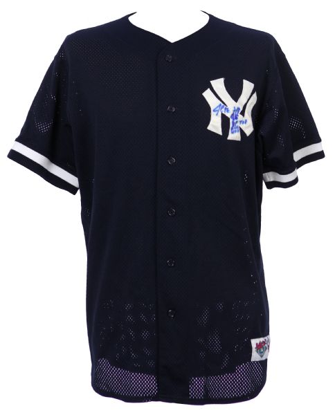 1995 Jim Leyritz New York Yankee Signed Game Worn Batting Practice Jersey (MEARS LOA/JSA/Player LOA)