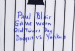 2013 Paul Blair New York Yankees Old Timers Game Worn Jersey Signed by Jim Leyritz (MEARS LOA/JSA/Player LOA)