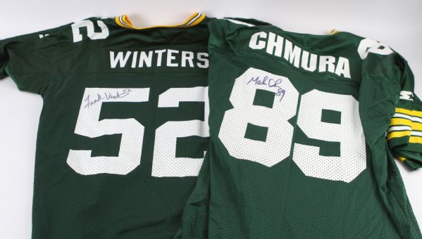 1990s Frank Winters Mark Chmura Green Bay Packers Signed Jerseys - Lot of 2 (JSA)