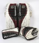 1995-2003 Patrick Roy Colorado Avalanche Game Used Goalie Equipment - Lot of 4 w/ Leg Guards, Glove and Blocker (MEARS LOA)