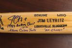 1989 Jim Leyritz Albany-Colonie Yankees Signed Louisville Slugger Eastern League Batting Champion 13 x 38 Mounted Display (MEARS LOA/JSA/Player LOA)