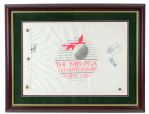 1989 Payne Stewart Lee Trevino Signed 23" x 31" Framed PGA Championship Flag (PSA/DNA)